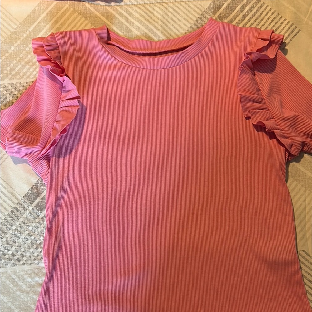 Pink Ruffle Sleeve Top